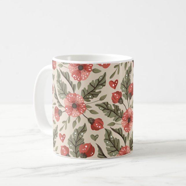 Mug Motif floral bohème (Devant gauche)