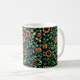 Mug Motif floral complexe avec feuilles vertes
