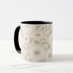 Mug Motif floral crème tournesol doux neutre