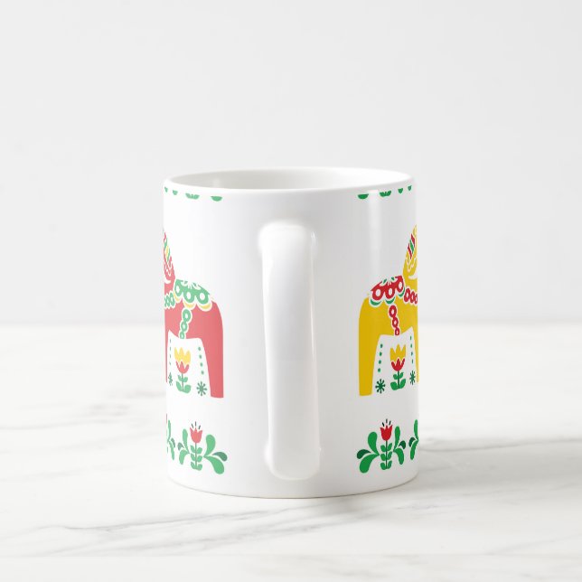 Mug Motif floral de gens de cheval de Dala de Suédois (Poignée)