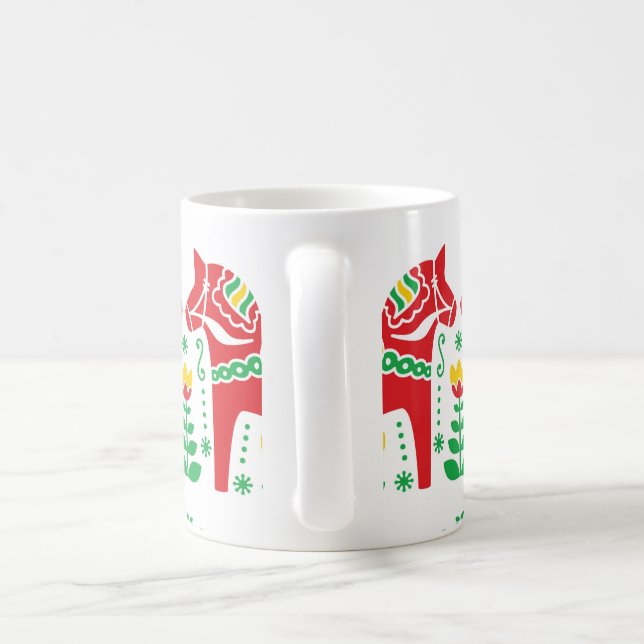 Mug Motif floral de gens de cheval de Dala de Suédois (Poignée)