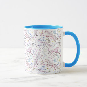 Mug Motif floral de licorne d'aquarelle