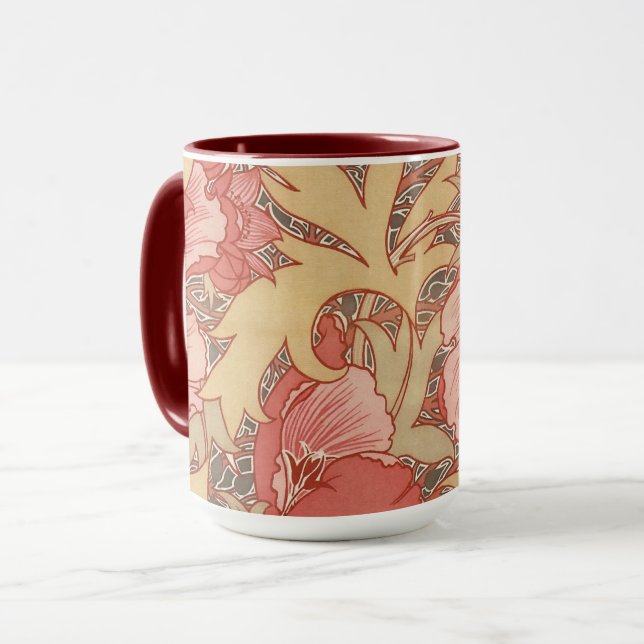 Mug Motif floral de Nouveau d'art de pavots de William (Devant gauche)