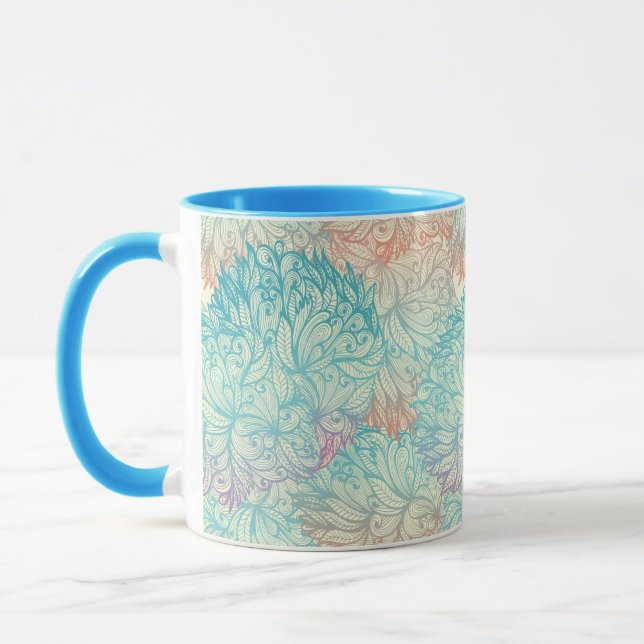 Mug Motif Floral Doodle Multicolor (Gauche)