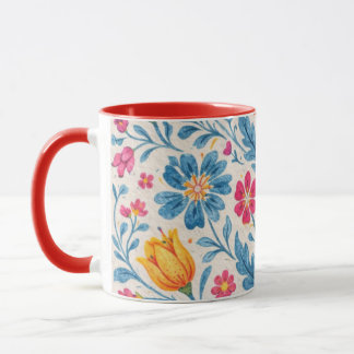 Mug Motif floral folklorique coloré avec papillon
