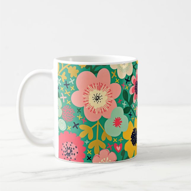 Mug Motif floral funky (Gauche)