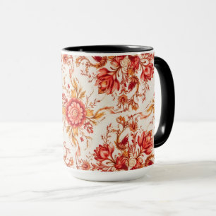 Mug Motif floral gravé élégant vintage français