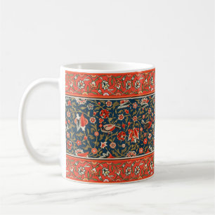 Mug Motif floral indo-persan bohème vintage rouge