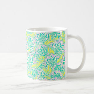 Mug Motif floral jaune vert mou
