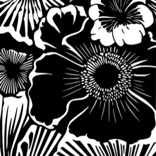 Mug Motif floral noir et blanc, esthétique botanique a
