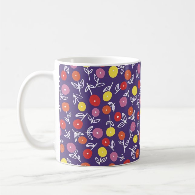 Mug Motif Floral pourpre (Gauche)