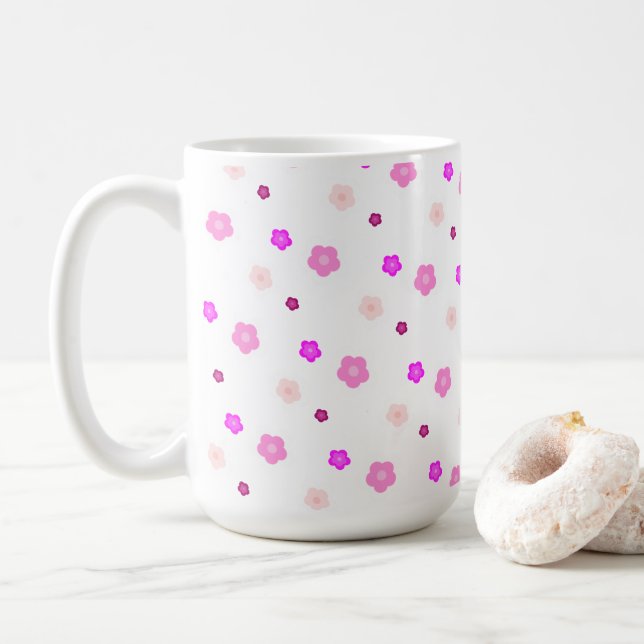 Mug Motif floral pourpre dégradé printanier moderne (Avec donut)