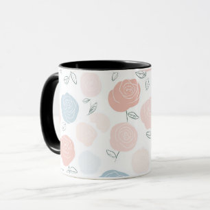 Mug Motif floral rose blanc pastel minimaliste