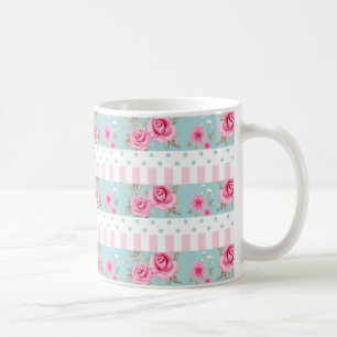 Mug Motif floral rose et en bon état vintage