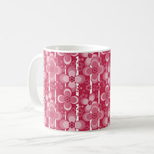 Mug Motif floral rouge et blanc (Devant gauche)