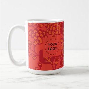 Mug Motif floral rouge et orange vibrant et gras