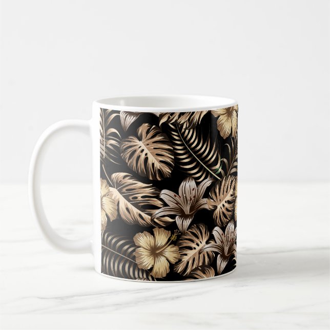Mug Motif floral sans couture avec feuilles. dos tropi (Gauche)