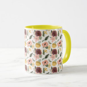 Mug Motif floral sans couture pastel à l'aquarelle   D