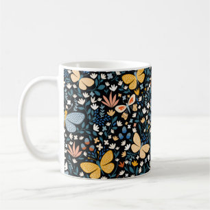Mug Motif floral sans soudure avec papillons, dessiner