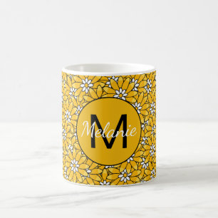 Mug Motif floral superposé jaune vif
