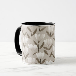 Mug Motif floral tulipe ivoire neutre moderne