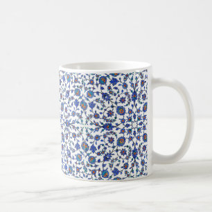 Mug Motif floral turc bleu fait main antique de tuiles