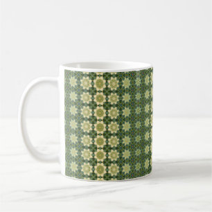 Mug Motif floral vintage vert et blanc crème