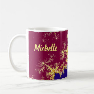 Mug Motif fractal en or bleu rouge mandelbrot