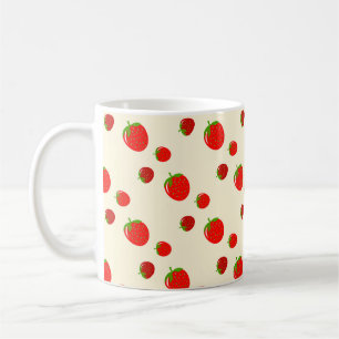 Mug Motif fraise rouge sur rose pâle