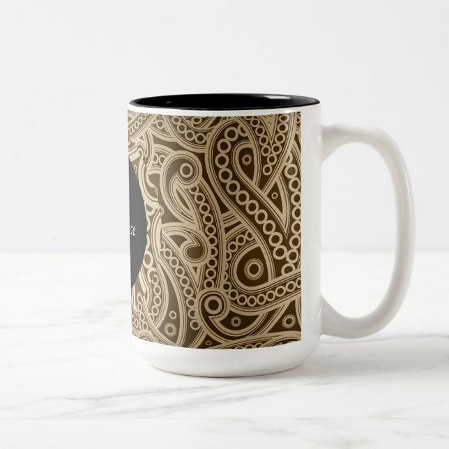 Mug Motif Funky Gold Paisley personnalisé (Droit)