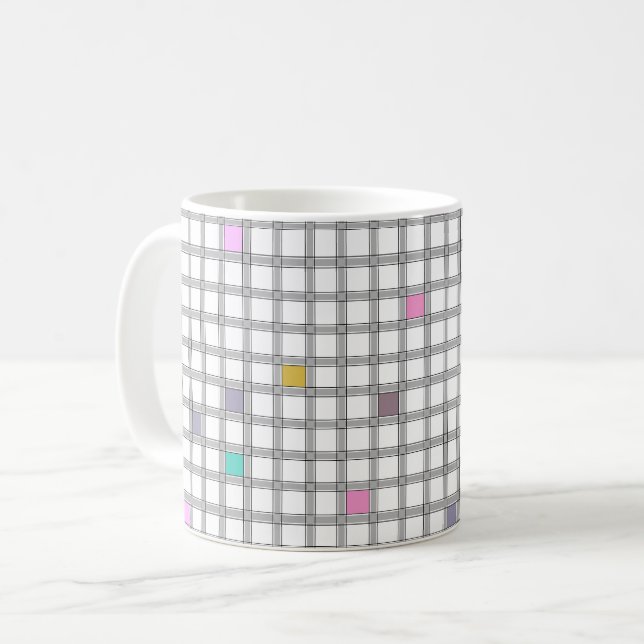 Mug Motif géométrique À damiers multicolore (Devant gauche)