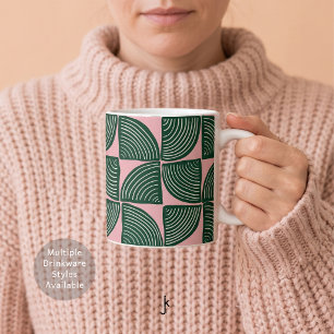 Mug Motif géométrique abstrait dessiné à la main rose