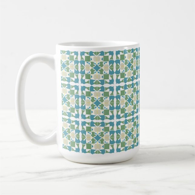 Mug Motif géométrique Abstrait en vert et bleu (Gauche)