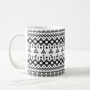 Mug motif géométrique Aztec noir et blanc