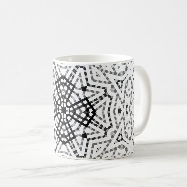 Mug Motif géométrique blanc et noir (Devant droit)