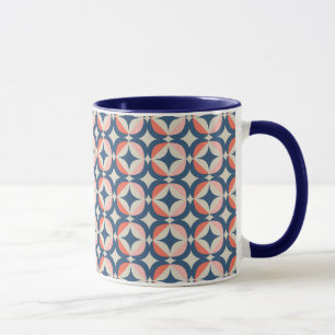 Mug Motif géométrique bleu et de corail