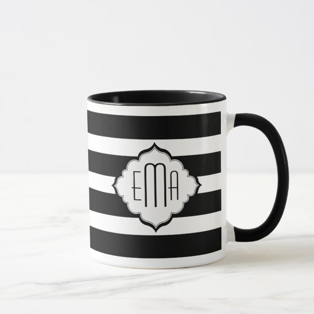 Mug Motif géométrique des bandes noires et blanches (Droite)