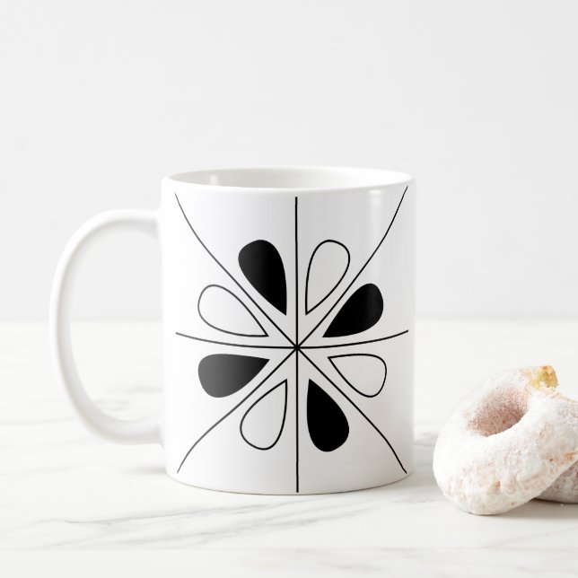 Mug Motif géométrique Floral noir et blanc (Avec donut)