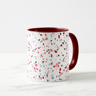 Mug Motif géométrique gris rouge Terrazzo