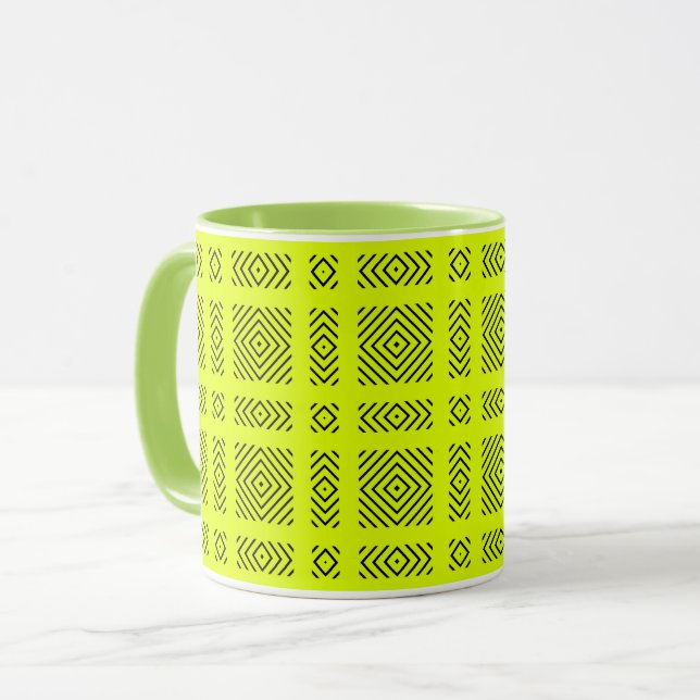 Mug Motif géométrique jaune citron (Devant gauche)