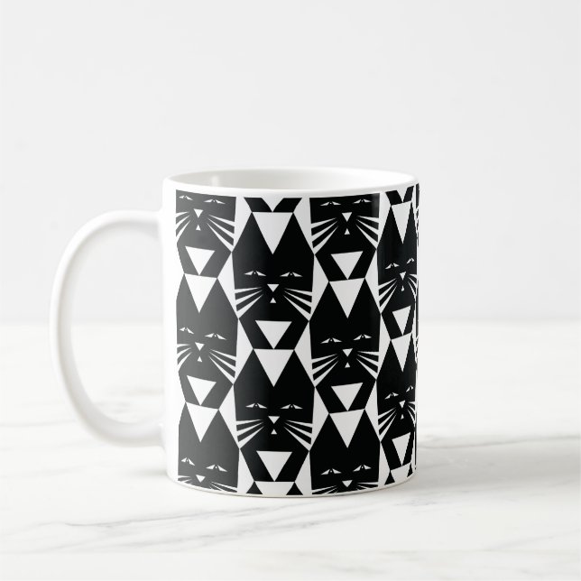 Mug Motif géométrique noir et blanc de Tuxedo Cat (Gauche)