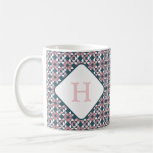 Mug Motif géométrique rose et Turquoise