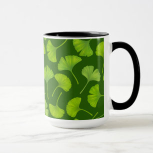 Mug Motif Ginkgo sur vert foncé