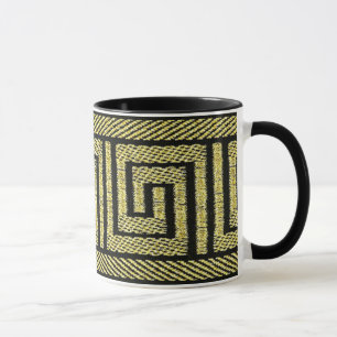 Mug Motif grec clé en ors et noir