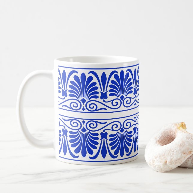 Mug Motif grec méditerranéen bleu (Avec donut)