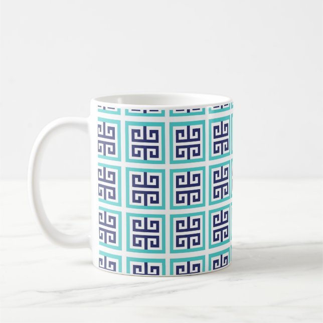Mug Motif grec Navy Blue Aqua (Gauche)