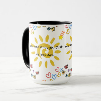 Mug Motif gribouillé inspirant soleil et papillons Com
