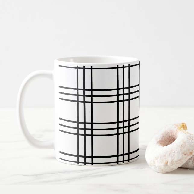 Mug Motif Grille noir et blanc (Avec donut)