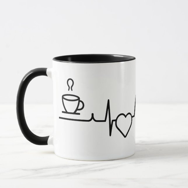 Mug Motif Hearbeat Avec Café Cup (Gauche)