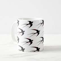 Motif Hirondelles Noires en Vol